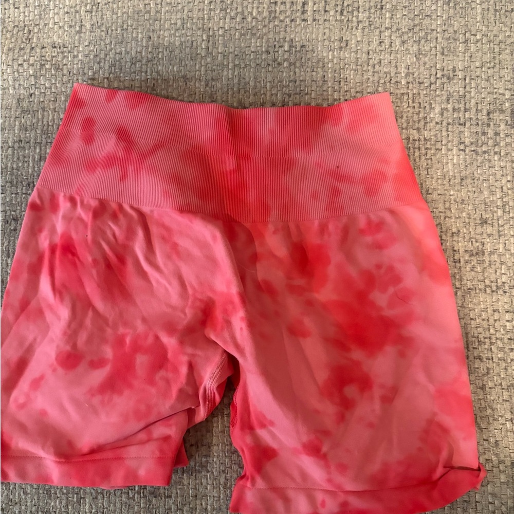 Vibrant Red Tie-Dye Athletic Shorts